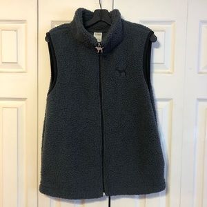 PINK Grey Sherpa Vest